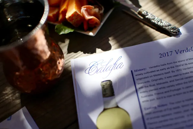 A tasting table with a Calafia Verdelho tasting sheet